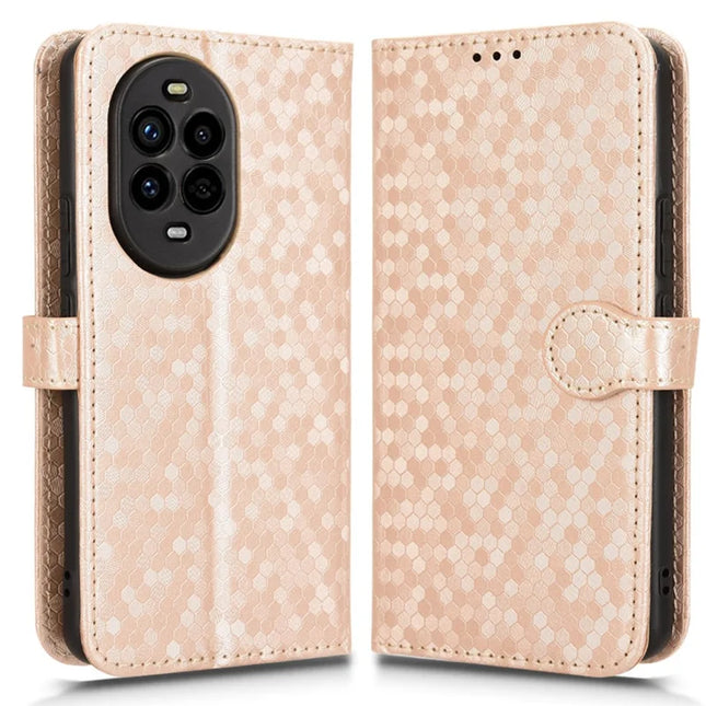 For Huawei nova 13 Pro 5G Wallet Case Dot Pattern Imprint PU Leather Phone Cover - Rose Gold
