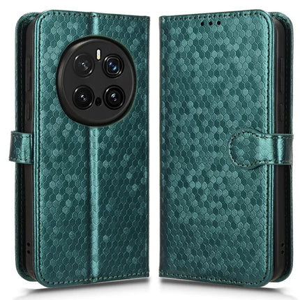 For Honor Magic7 Pro 5G Wallet Case Dot Pattern Imprint PU Leather Phone Cover - Green