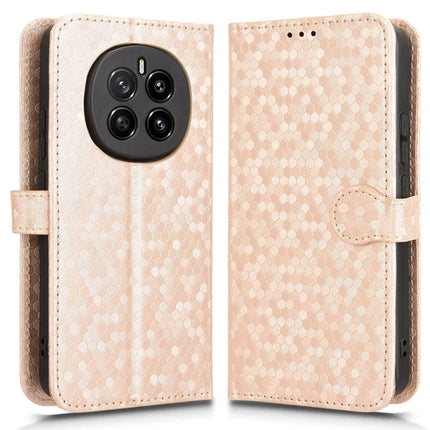 For Honor Magic7 5G Wallet Case Dot Pattern Imprint PU Leather Phone Cover - Rose Gold