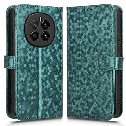 For Honor Magic7 5G Wallet Case Dot Pattern Imprint PU Leather Phone Cover - Green