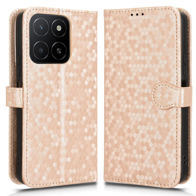 For Honor X5b Plus  /  X5b Wallet Case Dot Pattern Imprint PU Leather Phone Cover - Rose Gold