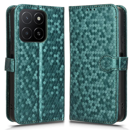 For Honor X5b Plus  /  X5b Wallet Case Dot Pattern Imprint PU Leather Phone Cover - Green