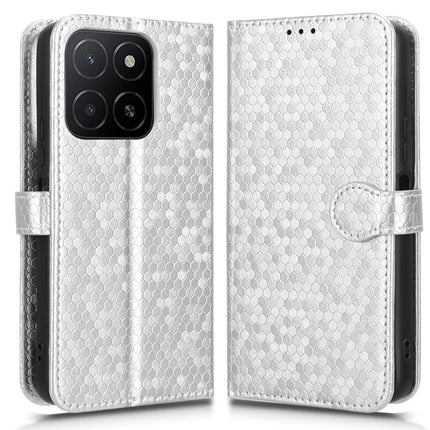 For Honor X5b Plus  /  X5b Wallet Case Dot Pattern Imprint PU Leather Phone Cover - Silver