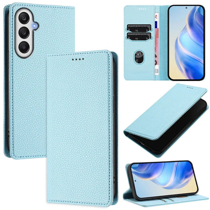 For Samsung Galaxy A05s 4G Wallet Case RFID Blocking Litchi Texture Leather Mobile Cover - Baby Blue