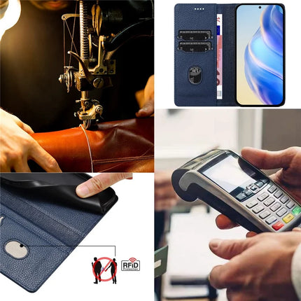 For Samsung Galaxy A05s 4G Wallet Case RFID Blocking Litchi Texture Leather Mobile Cover