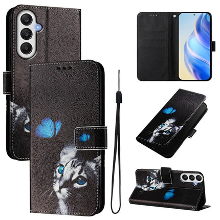 For Samsung Galaxy A05s 4G Case Pattern Printing Wallet Phone Cover with Strap - Butterfly Kitten