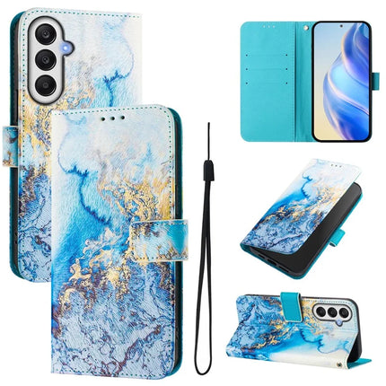 For Samsung Galaxy A05s 4G Case Pattern Printing Wallet Phone Cover with Strap - Ocean Marble