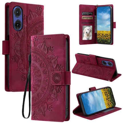 Style 018 For Motorola Moto G85 5G Case Imprinted Totem Skin Feel Wallet Leather Phone Cover - Rose