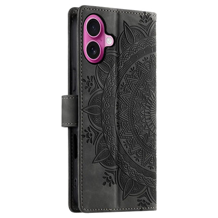 Style 018 For iPhone 16 Plus Case Imprinted Totem Skin Feel Wallet Leather Phone Cover
