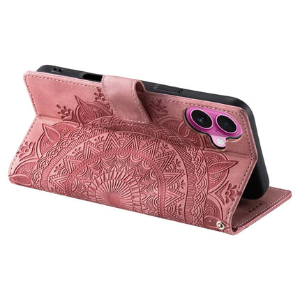 Style 018 For iPhone 16 Plus Case Imprinted Totem Skin Feel Wallet Leather Phone Cover