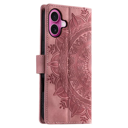 Style 018 For iPhone 16 Plus Case Imprinted Totem Skin Feel Wallet Leather Phone Cover