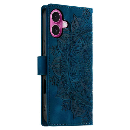 Style 018 For iPhone 16 Plus Case Imprinted Totem Skin Feel Wallet Leather Phone Cover
