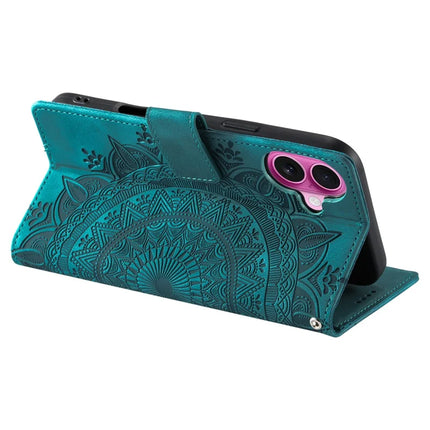 Style 018 For iPhone 16 Plus Case Imprinted Totem Skin Feel Wallet Leather Phone Cover