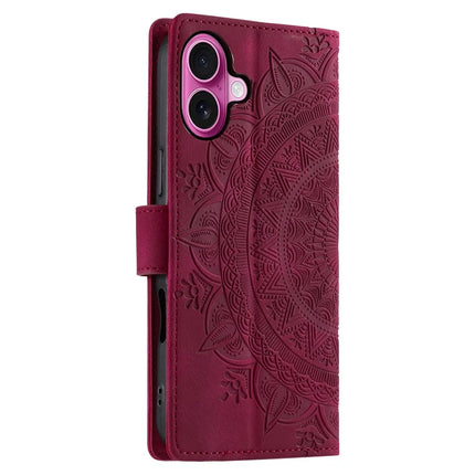 Style 018 For iPhone 16 Plus Case Imprinted Totem Skin Feel Wallet Leather Phone Cover
