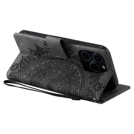 Style 018 For iPhone 16 Pro Max Case Imprinted Totem Skin Feel Wallet Leather Phone Cover