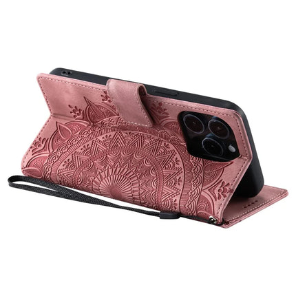 Style 018 For iPhone 16 Pro Max Case Imprinted Totem Skin Feel Wallet Leather Phone Cover