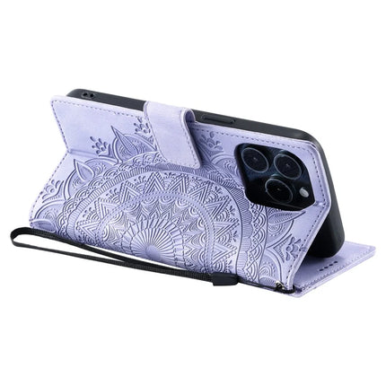 Style 018 For iPhone 16 Pro Max Case Imprinted Totem Skin Feel Wallet Leather Phone Cover