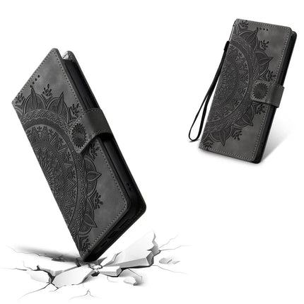 Style 018 For Samsung Galaxy S23 FE Case Imprinted Totem Skin Feel Wallet Leather Phone Cover