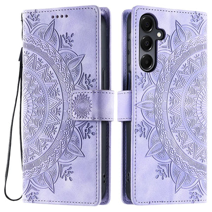 Style 018 For Samsung Galaxy S23 FE Case Imprinted Totem Skin Feel Wallet Leather Phone Cover - Purple