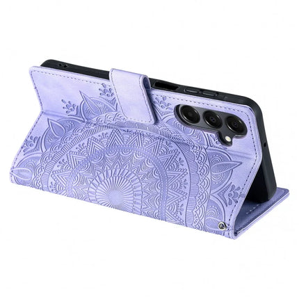 Style 018 For Samsung Galaxy S23 FE Case Imprinted Totem Skin Feel Wallet Leather Phone Cover