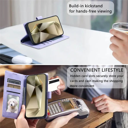 Style 018 For Samsung Galaxy S23 FE Case Imprinted Totem Skin Feel Wallet Leather Phone Cover