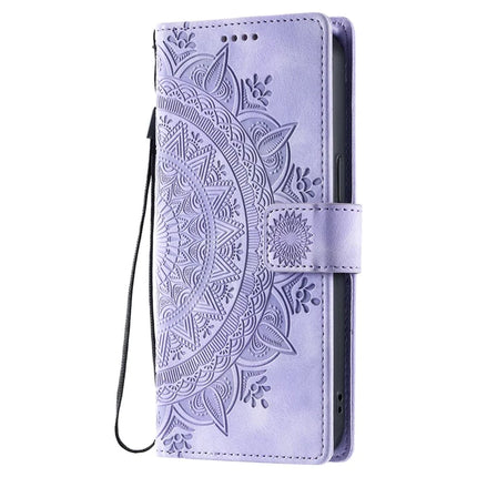 Style 018 For Samsung Galaxy S23 FE Case Imprinted Totem Skin Feel Wallet Leather Phone Cover