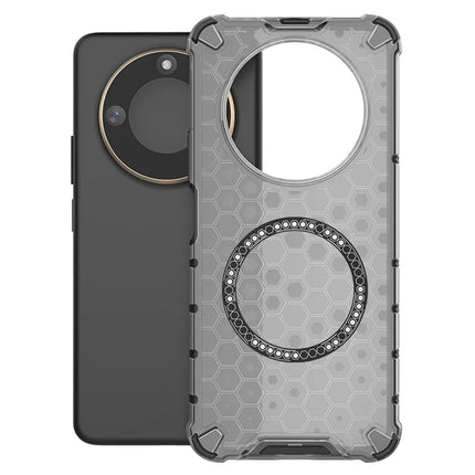 For Honor X60 5G Case Compatible with MagSafe Honeycomb Design TPU+PC Phone Cover - Grey