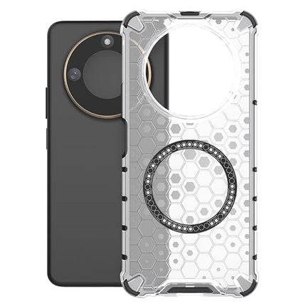 For Honor X60 5G Case Compatible with MagSafe Honeycomb Design TPU+PC Phone Cover - Transparent