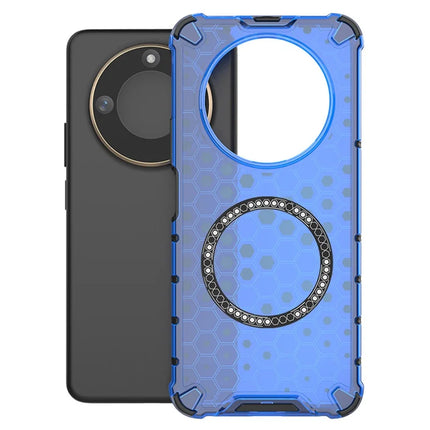 For Honor X60 5G Case Compatible with MagSafe Honeycomb Design TPU+PC Phone Cover - Blue