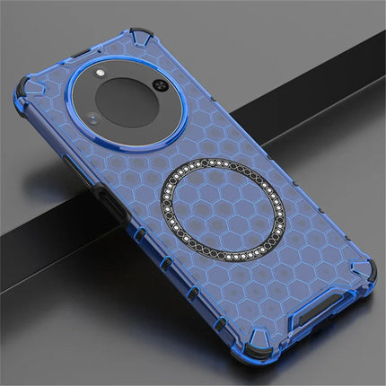 For Honor X60 5G Case Compatible with MagSafe Honeycomb Design TPU+PC Phone Cover