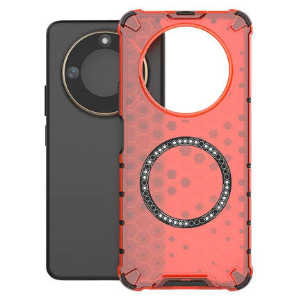 For Honor X60 5G Case Compatible with MagSafe Honeycomb Design TPU+PC Phone Cover - Red