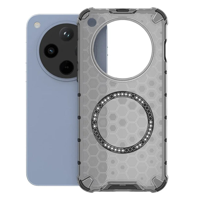 For Oppo Find X8 5G Case Compatible with MagSafe Honeycomb Design TPU+PC Phone Cover - Grey