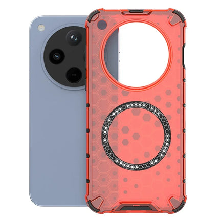 For Oppo Find X8 5G Case Compatible with MagSafe Honeycomb Design TPU+PC Phone Cover - Red