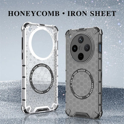 For Oppo Find X8 5G Case Compatible with MagSafe Honeycomb Design TPU+PC Phone Cover