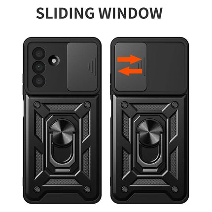 For Samsung Galaxy A56 5G Case with Slide Camera Lid PC+TPU Kickstand Phone Cover