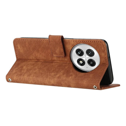 For OnePlus 13 Case Imprinted Lines Leather Phone Cover Folding Stand