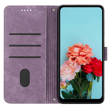 For OnePlus 13 Case Imprinted Lines Leather Phone Cover Folding Stand