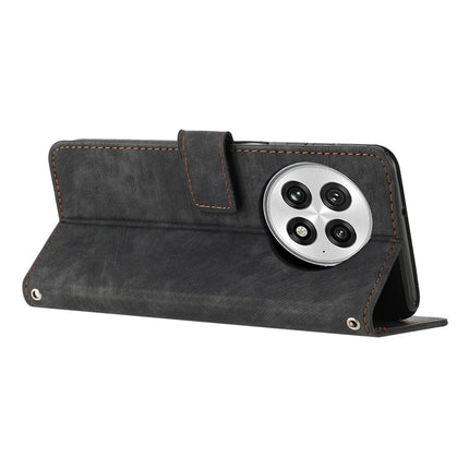 For OnePlus 13 Case Imprinted Lines Leather Phone Cover Folding Stand