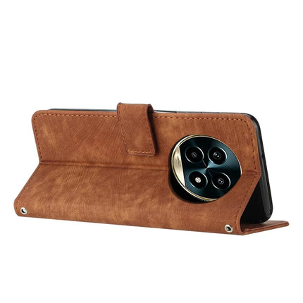 For Realme 13+ 5G / 13 Pro 5G (China) Case Imprinted Lines Leather Phone Cover Folding Stand