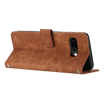 For Google Pixel 9a Case Imprinted Lines Leather Phone Cover Folding Stand