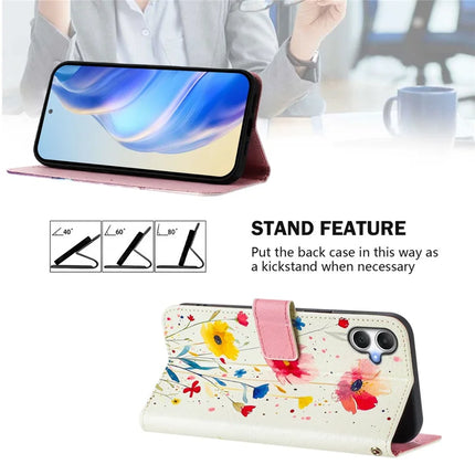 For Samsung Galaxy A06 Case Pattern Printing Wallet Phone Cover with Strap