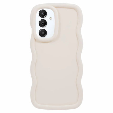 For Samsung Galaxy A16 4G / 5G Case TPU Protective Phone Cover Unique Curly Wave Frame - White