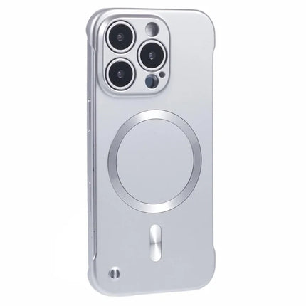 For iPhone 16 Pro Max Case Compatible with MagSafe Hard PC Frameless Phone Cover - Silver