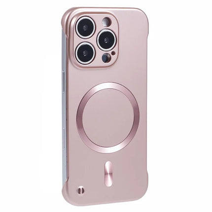 For iPhone 16 Pro Max Case Compatible with MagSafe Hard PC Frameless Phone Cover - Rose Gold