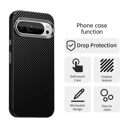 For Google Pixel 9 / Pixel 9 Pro Case Cell Phone Hybrid Back Cover Carbon Fiber Texture