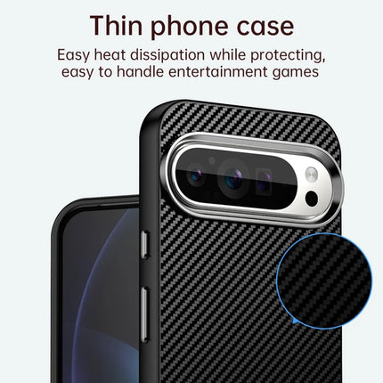 For Google Pixel 9 / Pixel 9 Pro Case Cell Phone Hybrid Back Cover Carbon Fiber Texture