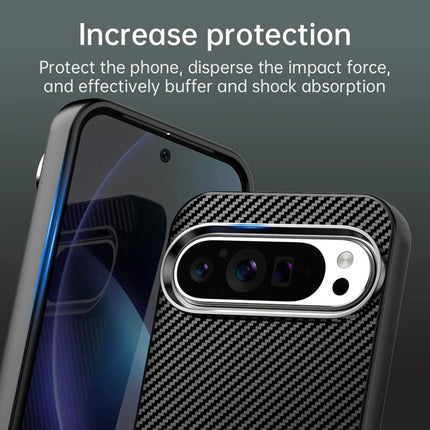 For Google Pixel 9 / Pixel 9 Pro Case Cell Phone Hybrid Back Cover Carbon Fiber Texture
