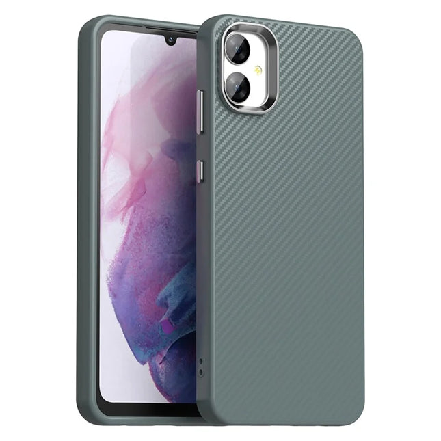 For Samsung Galaxy A05 4G / M05 4G / F05 Case Cell Phone Hybrid Back Cover Carbon Fiber Texture - Grey