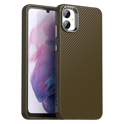 For Samsung Galaxy A05 4G / M05 4G / F05 Case Cell Phone Hybrid Back Cover Carbon Fiber Texture - Brown
