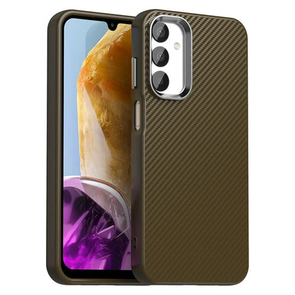 For Samsung Galaxy A05s 4G / M14 4G / F14 4G Case Cell Phone Hybrid Back Cover Carbon Fiber Texture - Brown